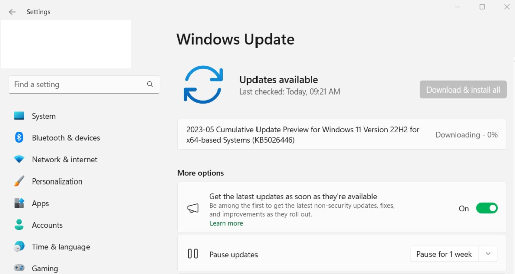 KB5026446 Windows update