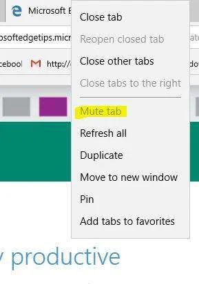 Windows 10 1803 changes 1 Mute Tab Edge