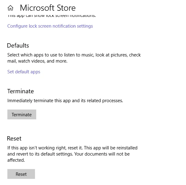Troubleshoot Microsoft Store problems in Windows 4 Reset app