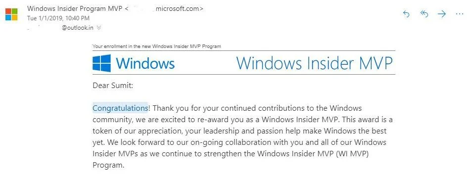 Awarded Windows Insider MVP for the 2nd Year in a row 2 MVP