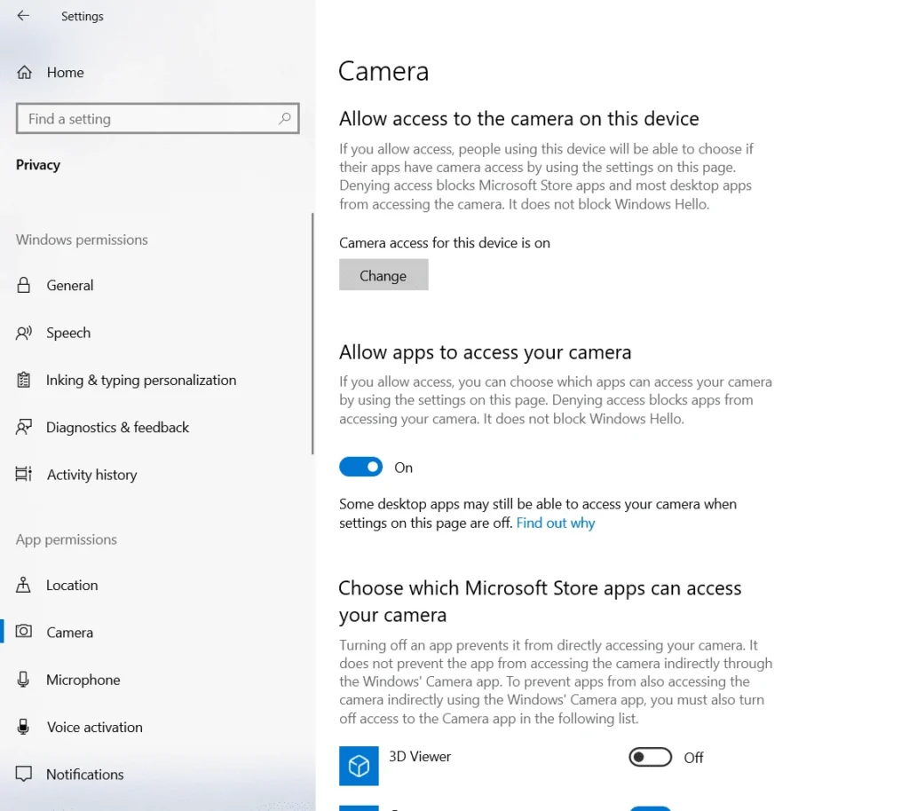 Resolve it yourself: Camera not working in Windows 1 Camera-permission