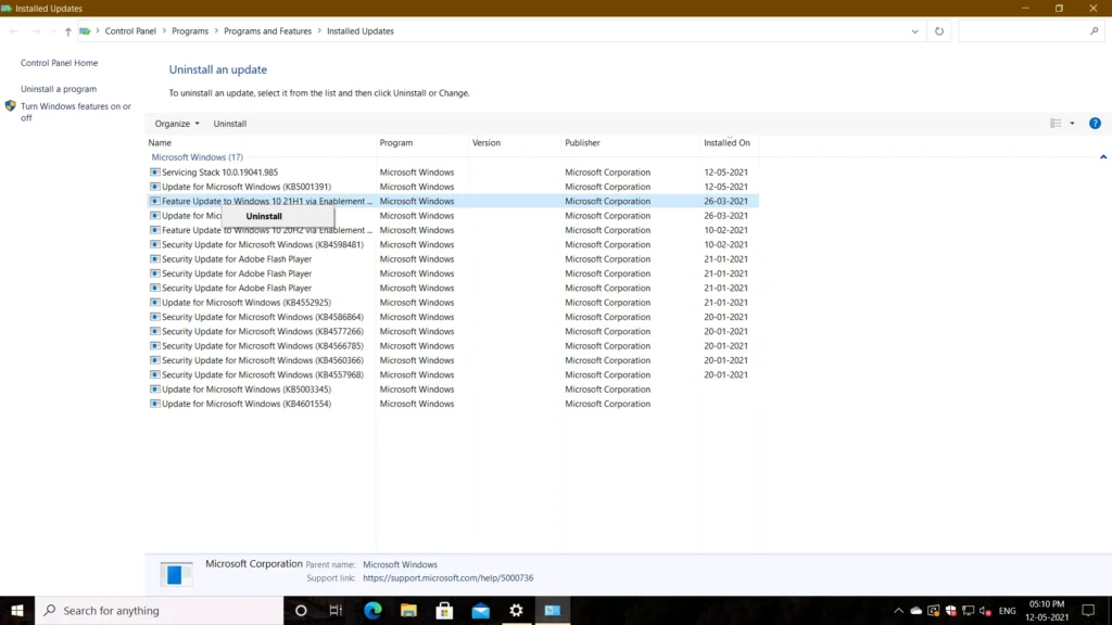 How to Uninstall Windows 10 21H1 1 uninstall windows 10 21H1