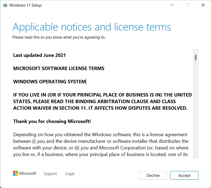 Install Windows 11 offline 3 EULA Windows 11