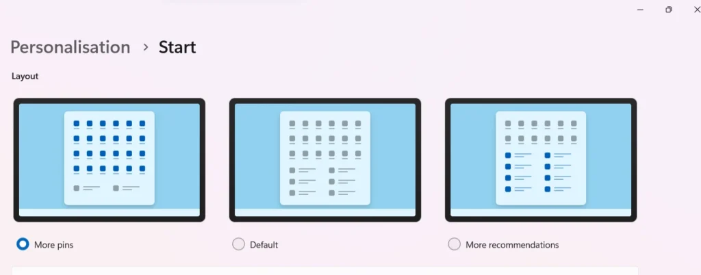 Windows 11 22H2 Start Menu