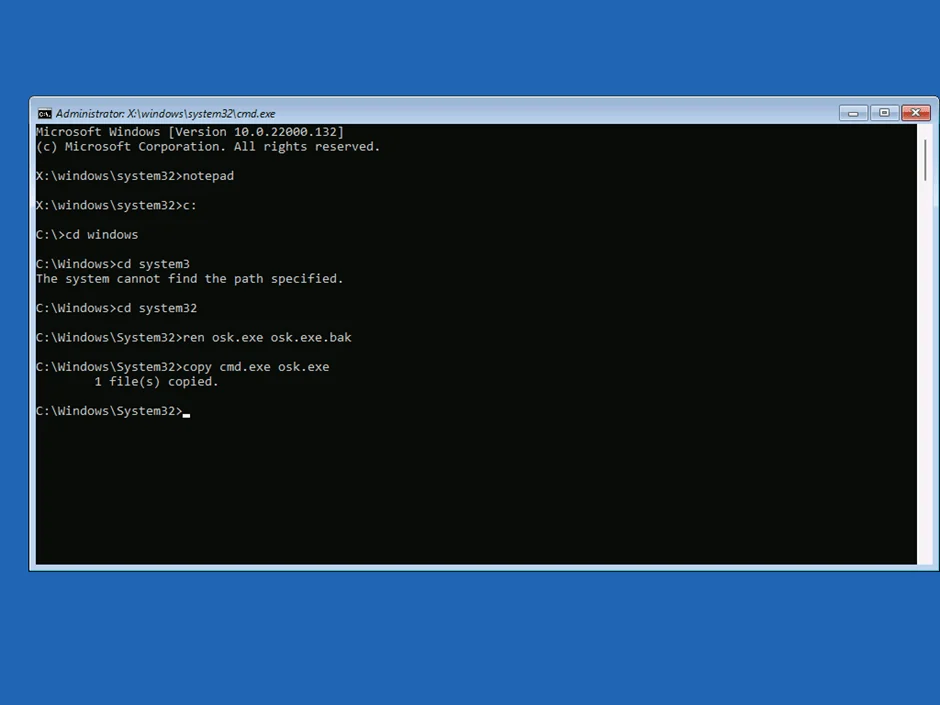 Renaming OSK and copying CMD to OSK