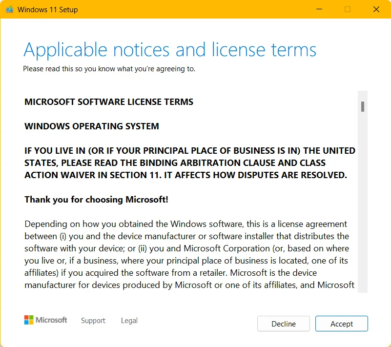 Install Windows 11 22H2 update manually or offline 4 Windows 11 22H2 license terms