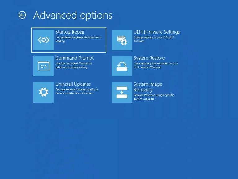 Windows Recovery environment UEFI
