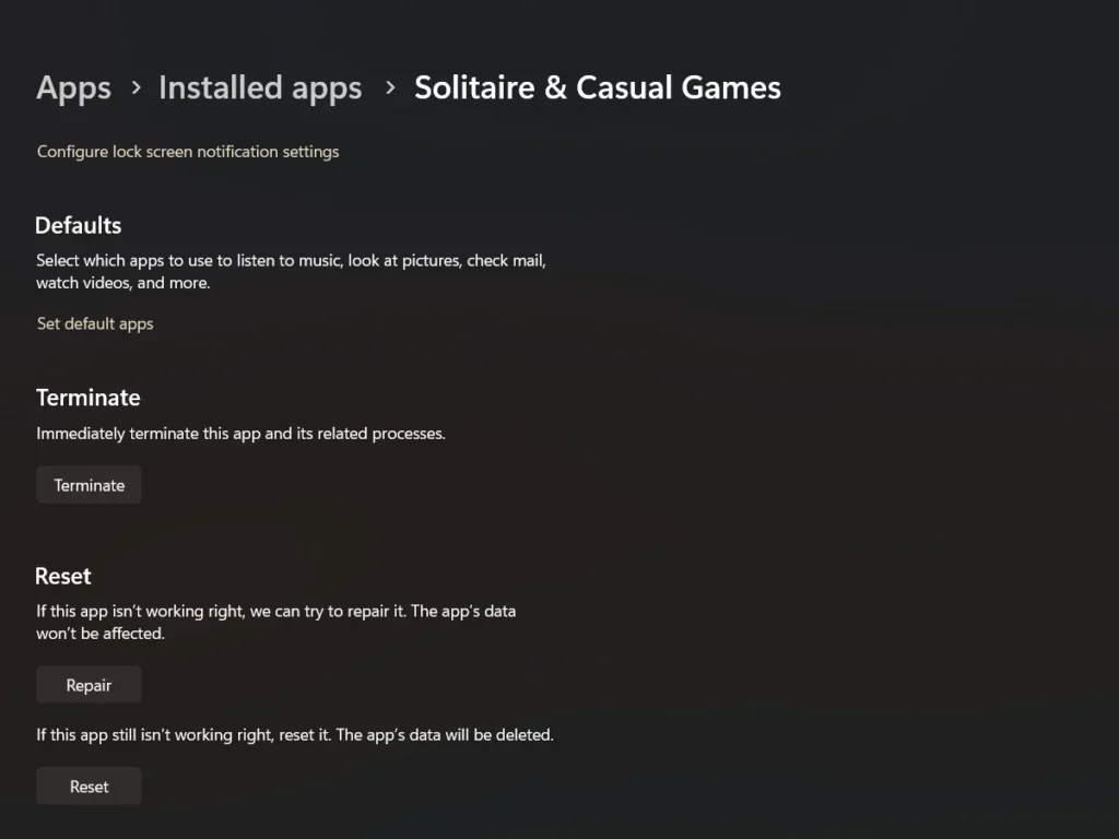 Troubleshoot App crashes in Windows 11 2 Reset App