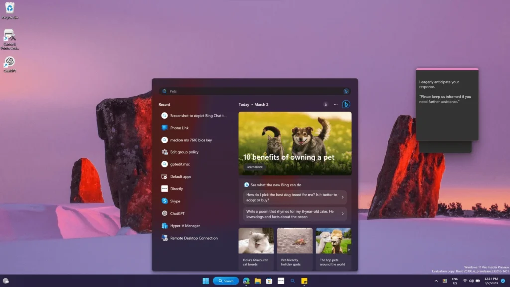 New Features rolling out to Windows 11 22H2 this month 1 Windows 11 Bing chatz