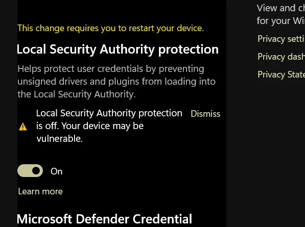 Local Security Authority protection is off in Windows Fix