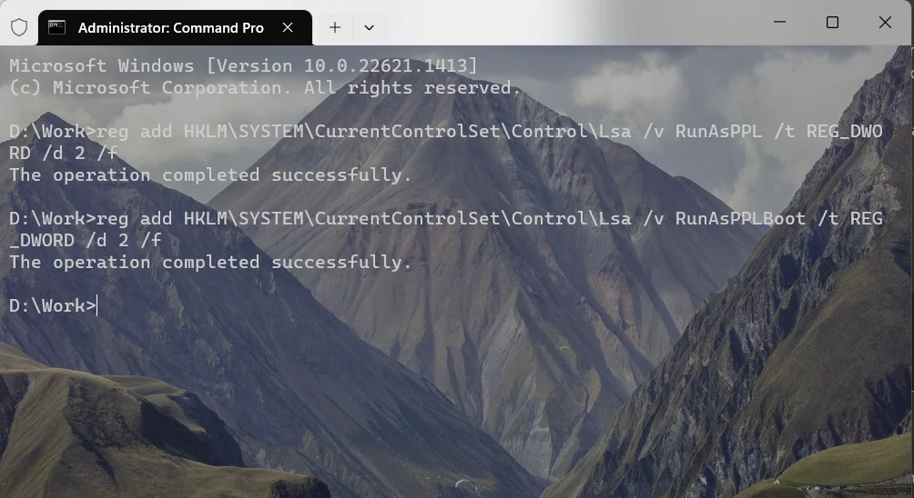 Local Security Authority protection error fix