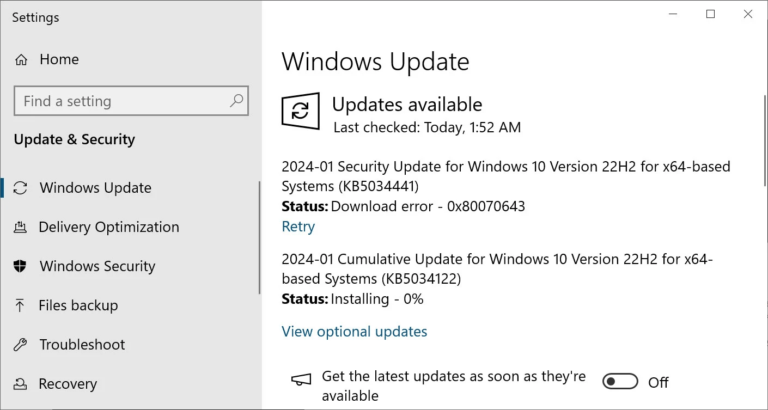 Fix error 0x80070643 for Windows 10 KB5034441 update - Your Windows Guide