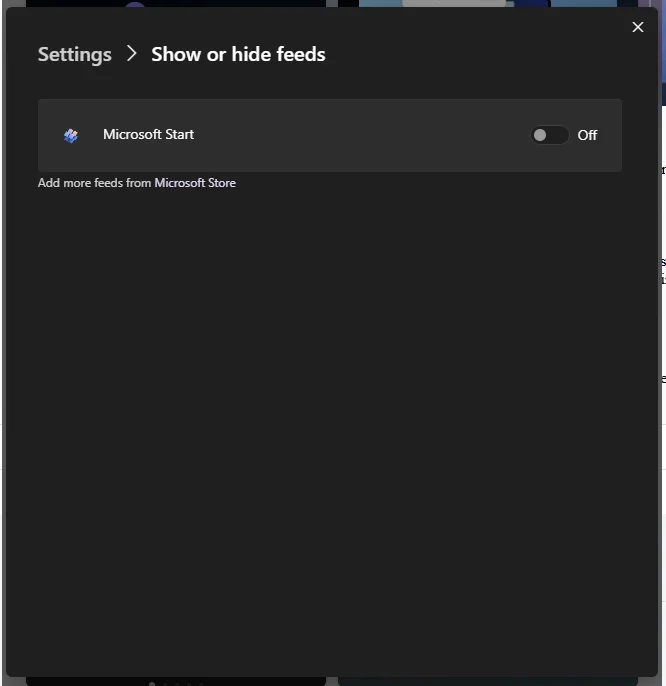 disable the news feed in Widgets
