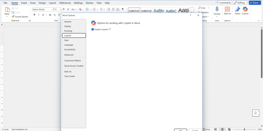 Remove Microsoft Copilot Word