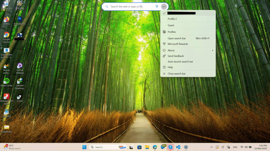 search the web toolbar