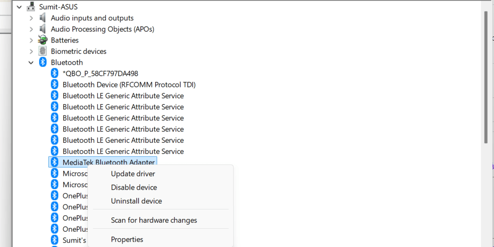 Windows 11 Bluetooth device manager