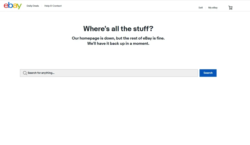 Ebay not working issue - the website when it used to work.