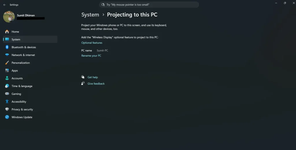 Turn off Projecting to this PC to solve Mouse without borders lagging cursor problem