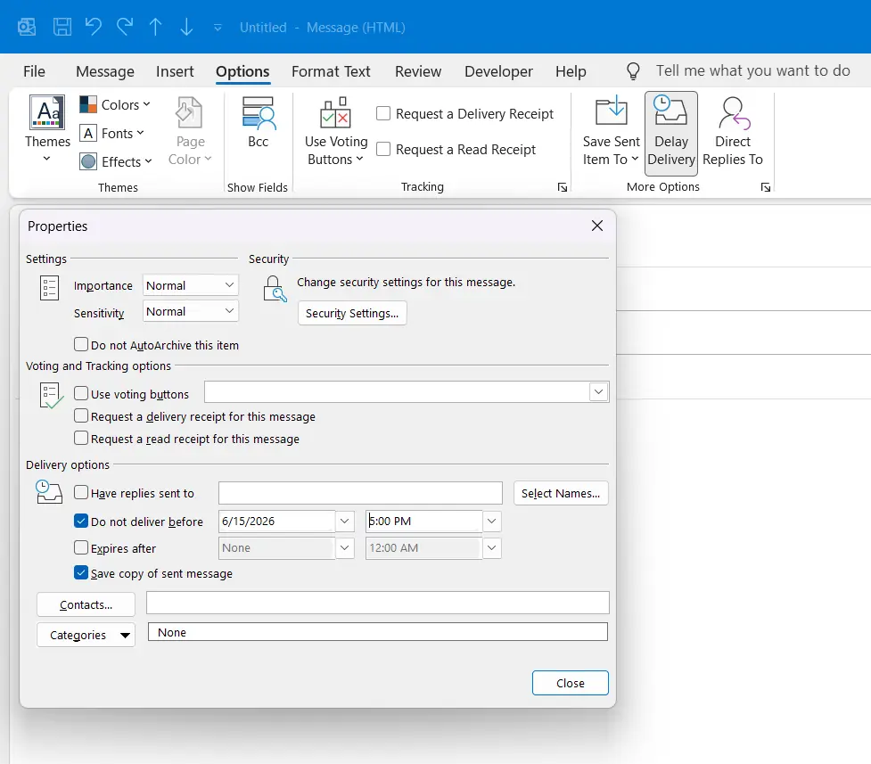 Schedule an Email in Outlook 365