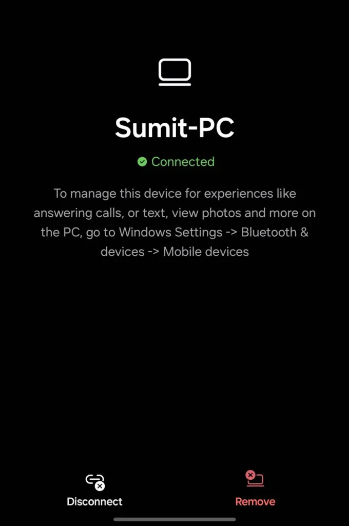 Link to Windows device list