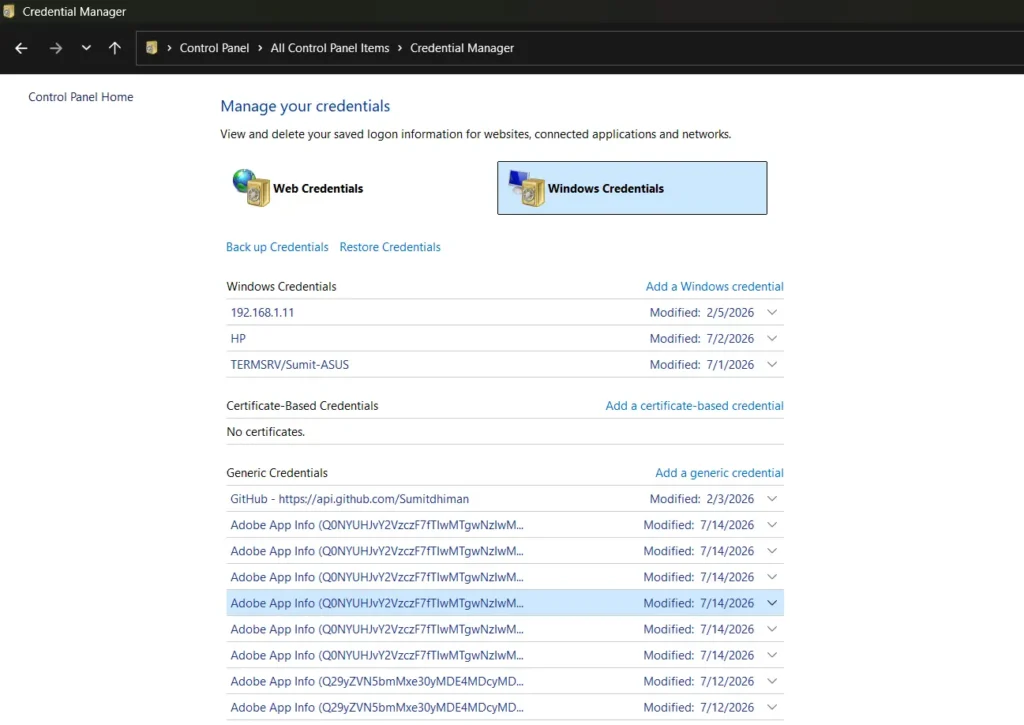 Credential Manager required to solve Invalid Credentials Interaction required error in Outlook