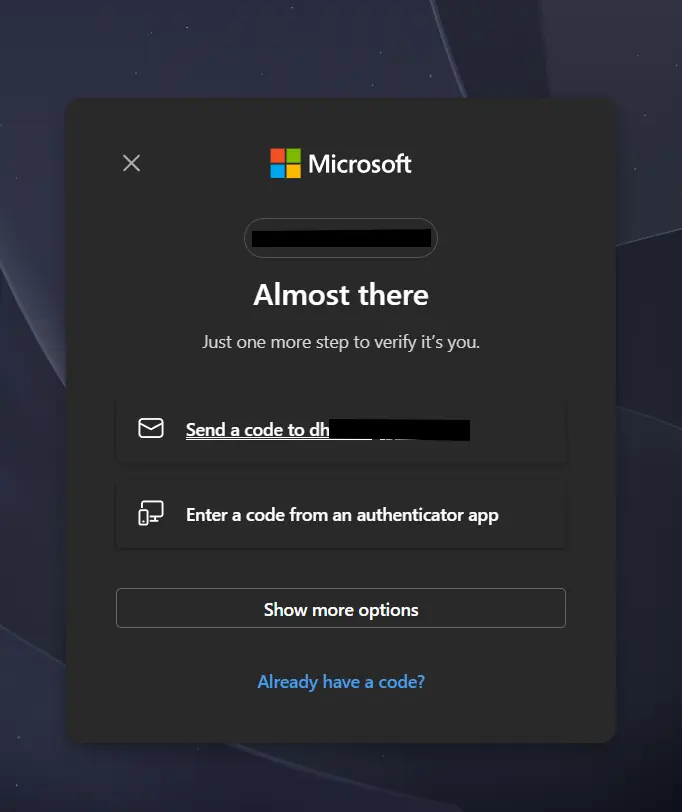 Microsoft Authenticator Loop error seen where enter a code from Authenticator app is seen
