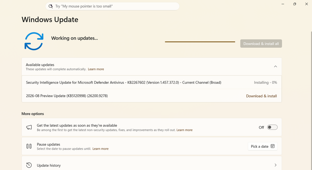 Cursor not changing after installing KB5120998 in Windows 11 1 Cursor not changing after installing KB5120998
